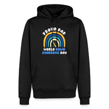 Down Syndrom Vater und Mutter mit Kind - Männer Premium Bio Hoodie - Schwarz - Vorne - Nico (187cm)