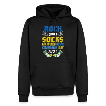 Rock your Socks Down Syndrome Awareness - Sweat à capuche Premium bio Homme - noir - Devant - Nico (187cm)