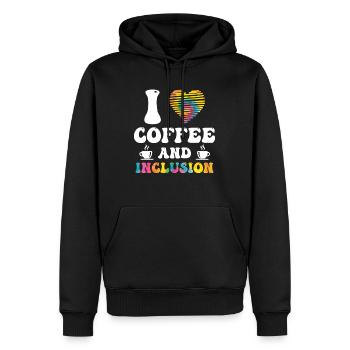 J’adore le café et le handicap Inklusion - Sweat à capuche Premium bio Homme - noir - Devant - Nico (187cm)