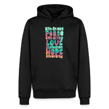 Inklusion Akzeptanz Freundlichkeit Solidarität - Männer Premium Bio Hoodie - Schwarz - Vorne - Nico (187cm)
