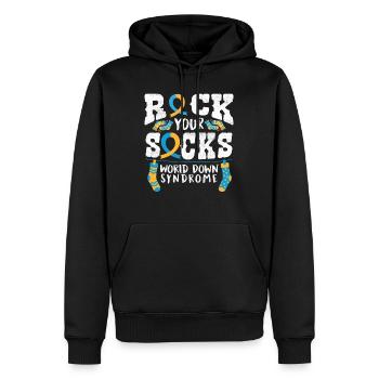 Down Syndrome Rock Your Socks Awareness - Sweat à capuche Premium bio Homme - noir - Devant - Nico (187cm)