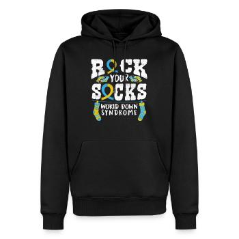 Down Syndrome Rock Your Socks Awareness - Sweat à capuche Premium bio Homme - noir - Devant - Nico (187cm)