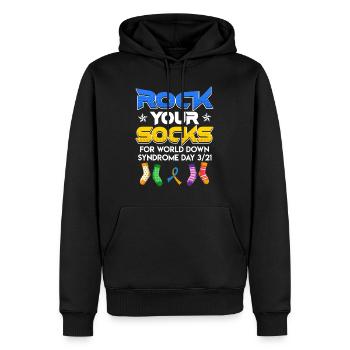 Down Syndrom Awareness Trisomie 21 - Männer Premium Bio Hoodie - Schwarz - Vorne - Nico (187cm)