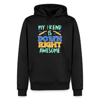 Down Syndrom Freund ist Down Right Awesome - Männer Premium Bio Hoodie - Schwarz - Vorne - Nico (187cm)