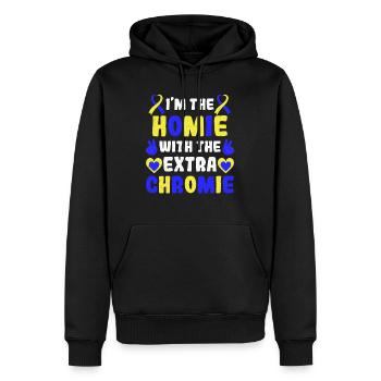Down Syndrom extra Chromosom Trisomie 21 - Männer Premium Bio Hoodie - Schwarz - Vorne - Nico (187cm)