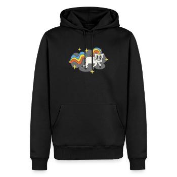 Einhorn Totenkopf Badge Funky Regenbogen - Männer Premium Bio Hoodie - Schwarz - Vorne - Nico (187cm)