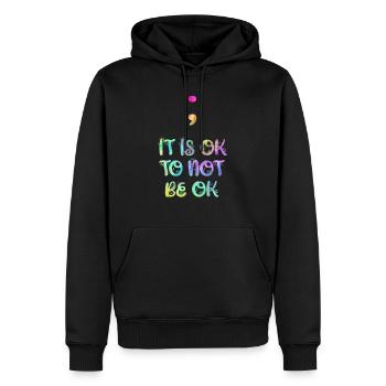 Mentale Gesundheit It is ok to not be ok - Männer Premium Bio Hoodie - Schwarz - Vorne - Nico (187cm)