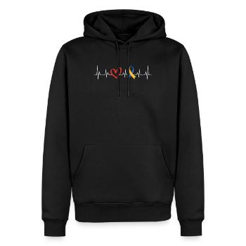 Down Syndrome Awareness Loop Variety and - Men’s Premium Organic Hoodie - black - Front - Nico (187cm)
