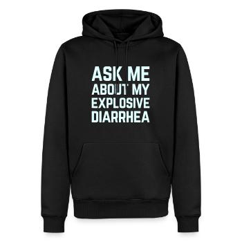 Fragen Sie mich nach meinem explosiven Durchfall lustige Humo - Männer Premium Bio Hoodie - Schwarz - Vorne - Nico (187cm)