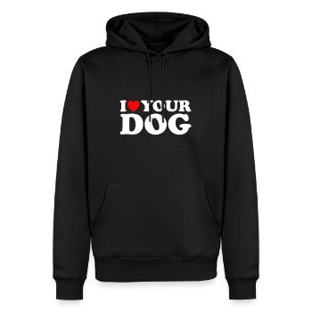 I Heart Your Dog - Lustig Ich liebe meinen Hund, ich liebe Hund - Männer Premium Bio Hoodie - Schwarz - Vorne - Nico (187cm)