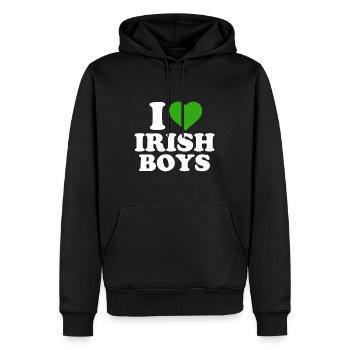 I Love Irish Boys Funny St Patrick's Day Heart Sha - Men’s Premium Organic Hoodie - black - Front - Nico (187cm)