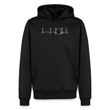 Drums Drumset. Heart. Love. EKG. Pulse. Beat. - Men’s Premium Organic Hoodie - black - Front - Nico (187cm)