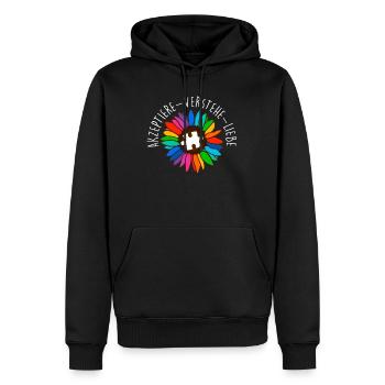 Autisme Diversité Conscience autistique - Sweat à capuche Premium bio Homme - noir - Devant - Nico (187cm)