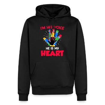 Solidarité autistique pour les enfants autistes - Sweat à capuche Premium bio Homme - noir - Devant - Nico (187cm)