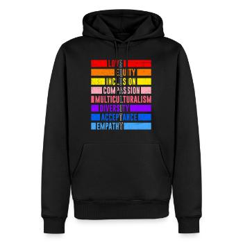 Inklusion Gleichheit Freundlichkeit Akzeptanz - Männer Premium Bio Hoodie - Schwarz - Vorne - Nico (187cm)