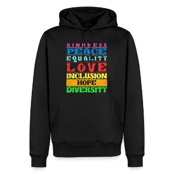 Inklusion Freundlichkeit Frieden Liebe Vielfalt - Männer Premium Bio Hoodie - Schwarz - Vorne - Nico (187cm)