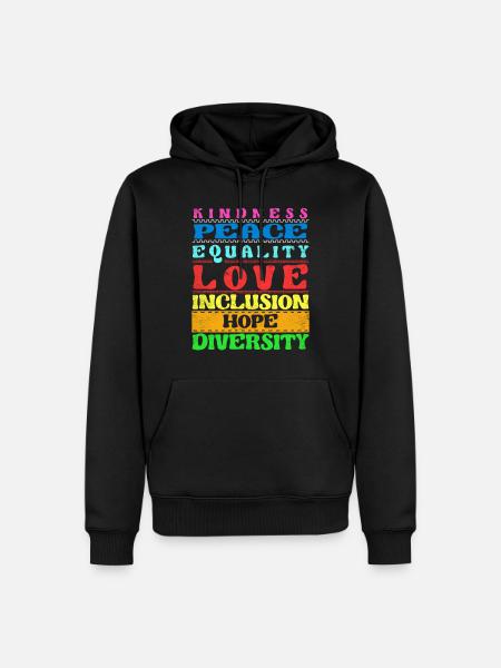Inclusion Gentillesse Paix Amour Diversité - Sweat à capuche Premium bio Homme - noir