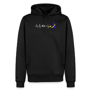 Down Syndrome Awareness Loop extra - Men’s Premium Organic Hoodie - black - Front - Nico (187cm)