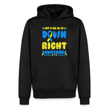 Boucle de sensibilisation au syndrome de Down Trisomie 21 - Sweat à capuche Premium bio Homme - noir - Devant - Nico (187cm)