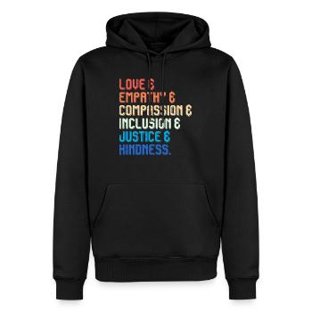Inclusion Compassion Personnes handicapées - Sweat à capuche Premium bio Homme - noir - Devant - Nico (187cm)