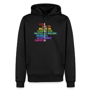 Inclusion Compassion Personnes handicapées - Sweat à capuche Premium bio Homme - noir - Devant - Nico (187cm)