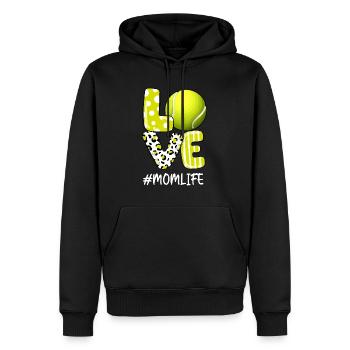 Love Tennis Mom Life Player mit Leopardmom und ba - Männer Premium Bio Hoodie - Schwarz - Vorne - Nico (187cm)