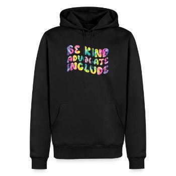 Be Kind Inklusion Menschen mit Behinderung - Männer Premium Bio Hoodie - Schwarz - Vorne - Nico (187cm)