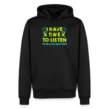 Mental Health Your life counts Awareness - Men’s Premium Organic Hoodie - black - Front - Nico (187cm)