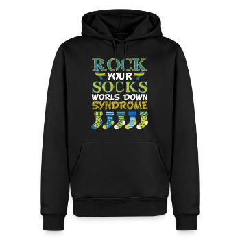 Rock your Socks World Down Syndrome Tag Awareness - Sweat à capuche Premium bio Homme - noir - Devant - Nico (187cm)