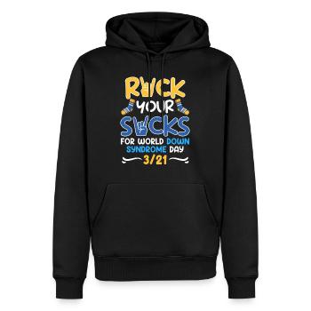 Awareness Trisomie 21 Rock your Socks - Männer Premium Bio Hoodie - Schwarz - Vorne - Nico (187cm)