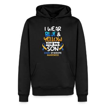 Down Syndrom Vater und Mutter mit Kind - Männer Premium Bio Hoodie - Schwarz - Vorne - Nico (187cm)