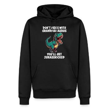 Oma Dont mess with Omasaurus Großmutter Dino - Männer Premium Bio Hoodie - Schwarz - Vorne - Nico (187cm)