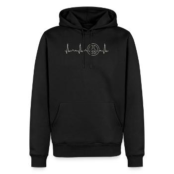 Simbolo de paz. Corazón. Amor. Ekg. Legumbres. - Sweat à capuche Premium bio Homme - noir - Devant - Nico (187cm)