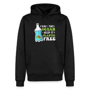 Les écologistes sauvent l’océan Pas de plastique - Sweat à capuche Premium bio Homme - noir - Devant - Nico (187cm)