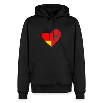 Deutsche Und Marokkanische Flagge Herz Marokkaner - Männer Premium Bio Hoodie - Schwarz - Vorne - Nico (187cm)
