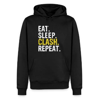 Eat Sleep Clash Repeat Giftmeme - Men’s Premium Organic Hoodie - black - Front - Nico (187cm)