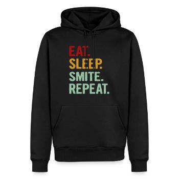 Eat Sleep Smite Repeat Funny RPG Rollenspiel Gamer - Männer Premium Bio Hoodie - Schwarz - Vorne - Nico (187cm)