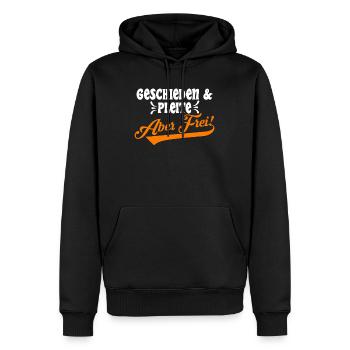 Geschieden & Pleite aber Frei! Scheidungsparty - Männer Premium Bio Hoodie - Schwarz - Vorne - Nico (187cm)