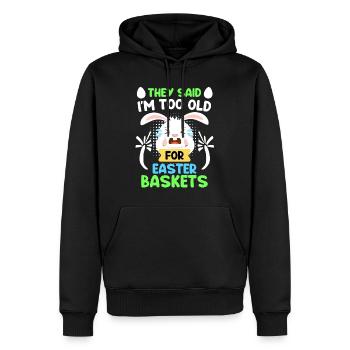 Lapin de Pâques Panier de Pâques Lapin Oeufs de Pâques - Sweat à capuche Premium bio Homme - noir - Devant - Nico (187cm)