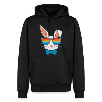 Hasengesicht Cooler Osterhase mit Brille - Männer Premium Bio Hoodie - Schwarz - Vorne - Nico (187cm)