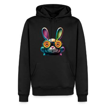 Hasengesicht Cooler Osterhase mit Brille - Männer Premium Bio Hoodie - Schwarz - Vorne - Nico (187cm)