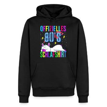 80s Schlafshirt Süßes Lama Langschläfer - Männer Premium Bio Hoodie - Schwarz - Vorne - Nico (187cm)
