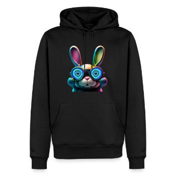 Hasengesicht Cooler Osterhase mit Brille - Männer Premium Bio Hoodie - Schwarz - Vorne - Nico (187cm)