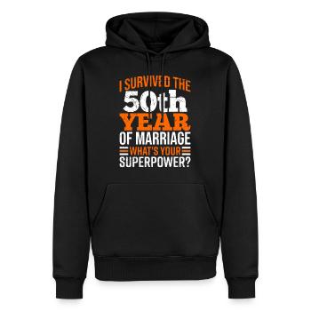 50 ans de mariage survivent aux noces d’or - Sweat à capuche Premium bio Homme - noir - Devant - Nico (187cm)