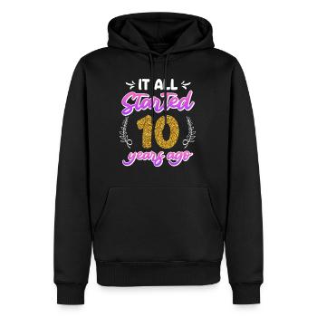 Vient de se marier 10 ans Rose Wedding - Sweat à capuche Premium bio Homme - noir - Devant - Nico (187cm)