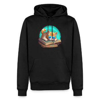 Katzenliebhaber und Bücherwurm Buchliebhaber und - Männer Premium Bio Hoodie - Schwarz - Vorne - Nico (187cm)