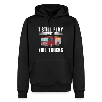 I Still Play With Fire Trucks Cool Design For Fire - Men’s Premium Organic Hoodie - black - Front - Nico (187cm)