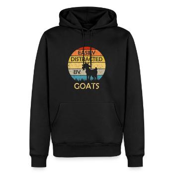 Leicht abgelenkt von Ziegen Retro Vintage Funny Goa - Männer Premium Bio Hoodie - Schwarz - Vorne - Nico (187cm)