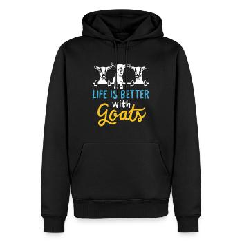 Goat Life is better with Goats - Cool Funny Goat L - Men’s Premium Organic Hoodie - black - Front - Nico (187cm)