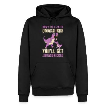 Oma Dont mess with Omasaurus Großmutter Dino - Männer Premium Bio Hoodie - Schwarz - Vorne - Nico (187cm)